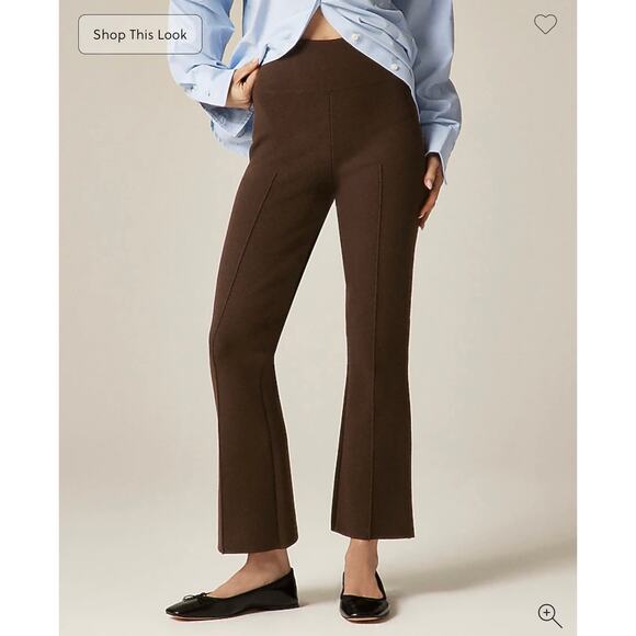 J. Crew New Delaney kickout sweater pant Heather Chocolate NWT size Petite Small - Picture 2 of 9